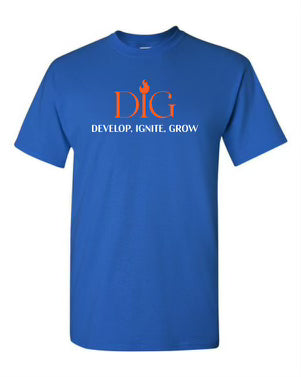 Royal Blue Shirt D.I.G. Shirt with Orange Letters